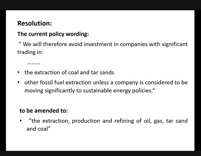 Divestment resolution